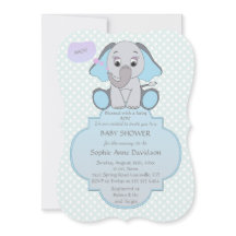 Baby Elephant Pojke Baby Shower Inbjudan