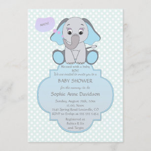 Baby Elephant Pojke Baby Shower Inbjudan