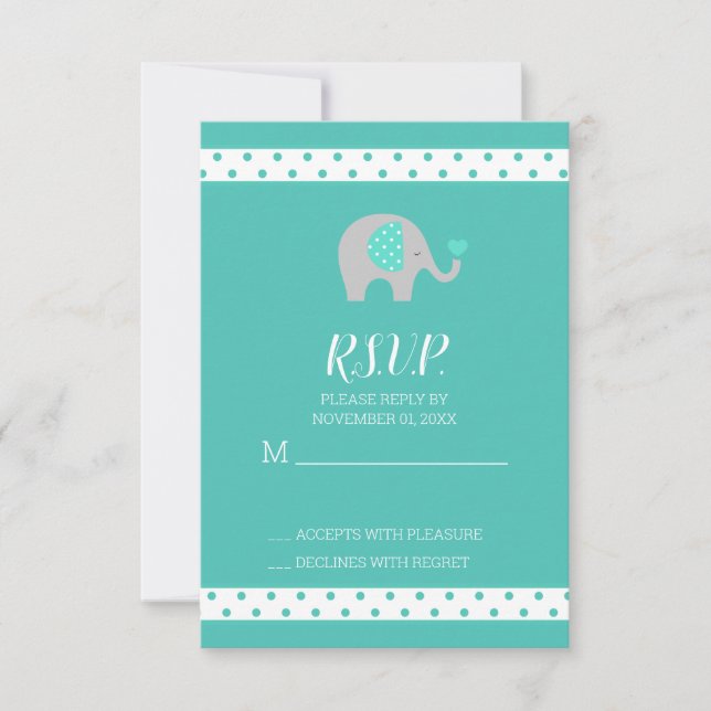 Baby Elephant Polka dots Baby Shower OSA kort (Framsida)