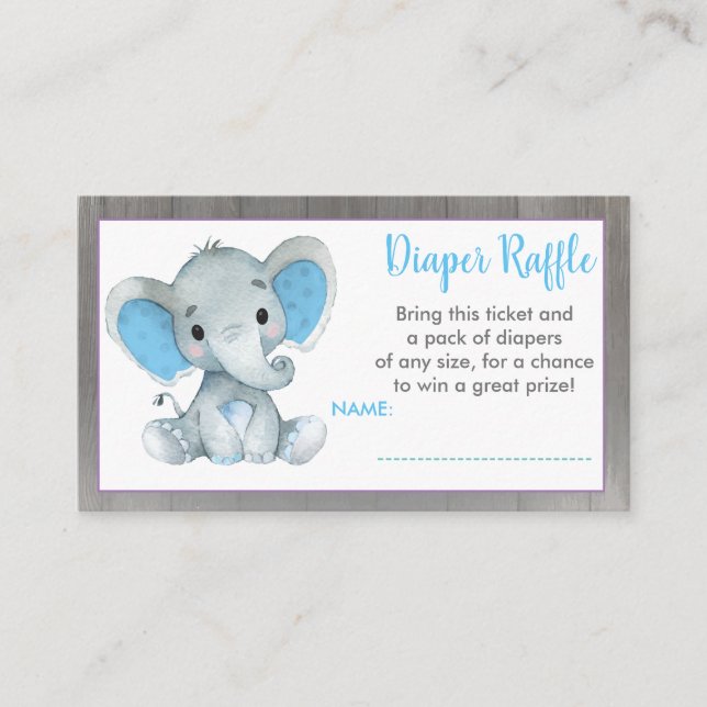 Baby Elephant (raffle raffle biljett Blue) Tilläggskort (Framsida)