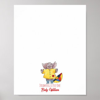 Baby Elephant Rainrock Fingerprint Guestbook Poster