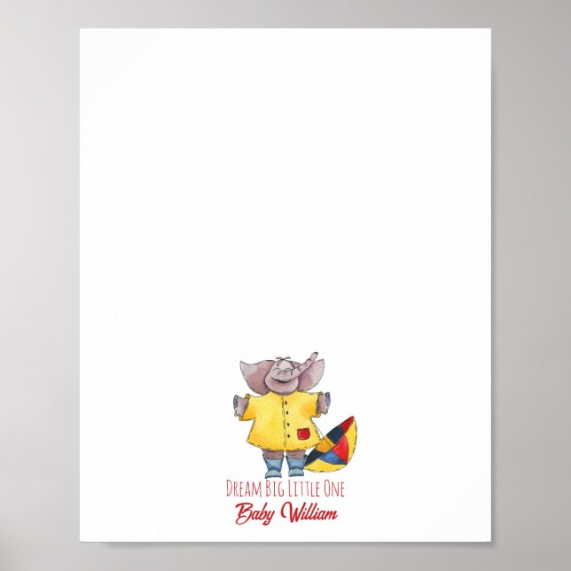 Baby Elephant Rainrock Fingerprint Guestbook Poster (Framsidan)