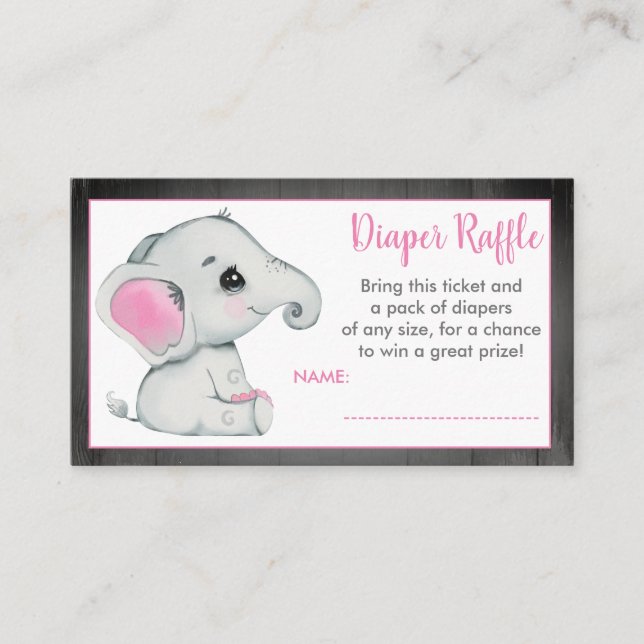 Baby Elephant Raper raffle biljett Det är en Girl  Tilläggskort (Framsida)