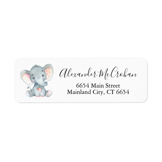 Baby Elephant Return-adressetikett Returadress Etikett (Framsidan)