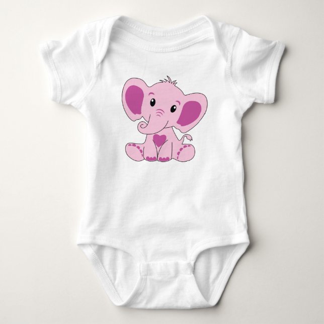 Baby, Elephant, Rosa, Baby Bodydräkt, DAM-Kreativ T Shirt (Framsida)