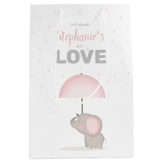 Baby Elephant Rosa Baby Shower (Framsidan)