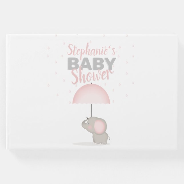 Baby Elephant Rosa Baby Shower Gästböcker (Framsida)