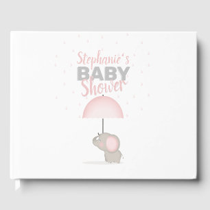 Baby Elephant Rosa Baby Shower Gästböcker