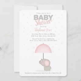 Baby Elephant Rosa Baby Shower Inbjudningar
