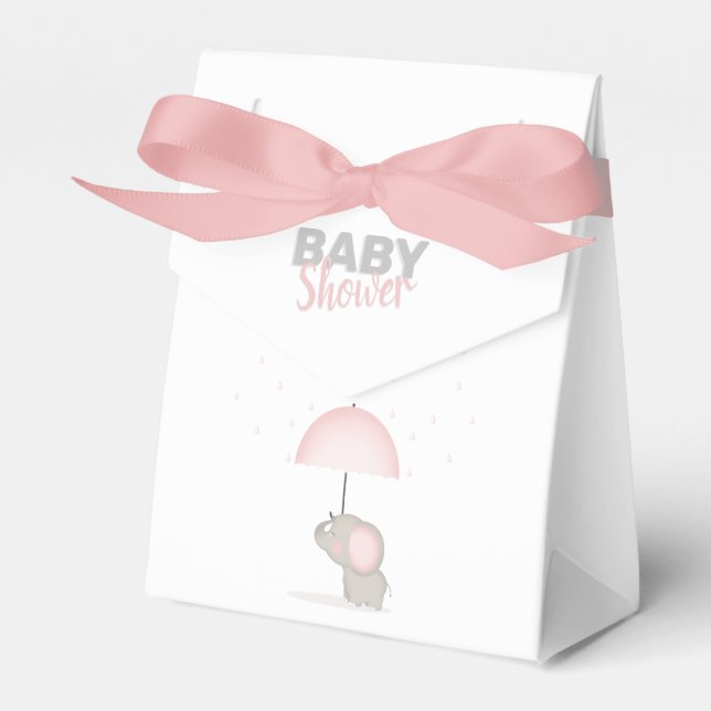 Baby Elephant Rosa Baby Shower Presentaskar (Framsidan Sidan)