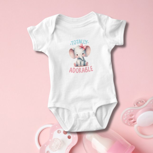 Baby Elephant Rosa Flicka Baby Shower Gift med bar T Shirt (Totally Adorable Baby Elephant Baby Body Suit. Baby Shower Gift for baby girl)