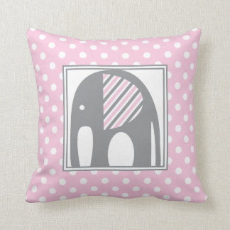 Baby Elephant | Rosa & Grått Polka dots Rand Kudde