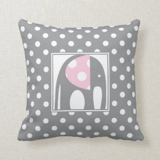 Baby Elephant | Rosa och Grått Polka dots Kudde
