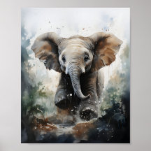 Baby Elephant Running Fantastisk Vild Animal