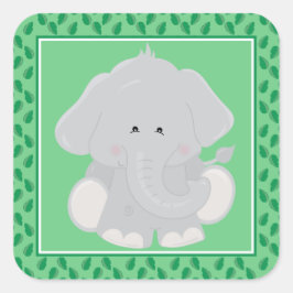 Baby Elephant | Safari Animals Party Fyrkantigt Klistermärke
