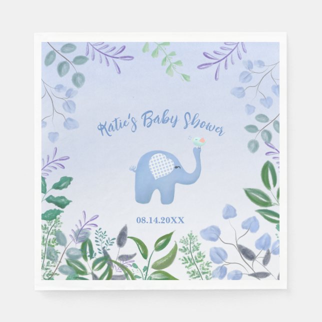 Baby Elephant Sång Bird Baby Shower Pappersservett (Framsidan)