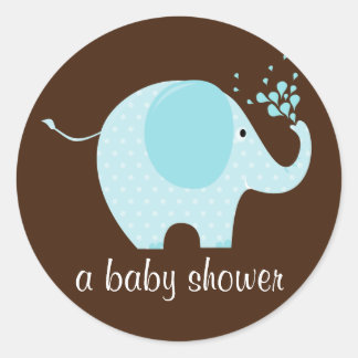 Baby Elephant Shower Seal Runt Klistermärke