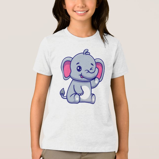 Baby Elephant Sitting Waving Hand-23800 T Shirt (Framsida)