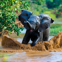 Baby Elephant spelar i Lera
