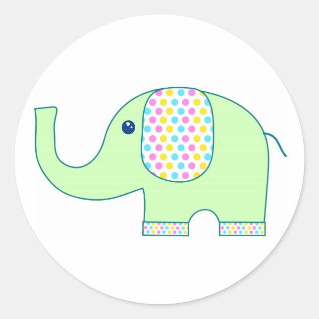 Baby Elephant Stickers Runt Klistermärke (Framsida)