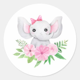 Baby Elephant Sticket, första födelsedagen, babysk Runt Klistermärke