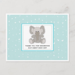 Baby Elephant String Hearts Baby Shower Tack Vykort