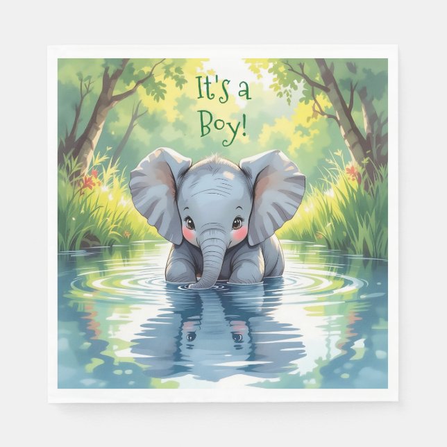 Baby Elephant Theter Baby Shower Pappersservett (Framsidan)