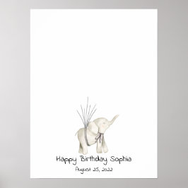 Baby Elephant Thumbprint Guest Bok Poster