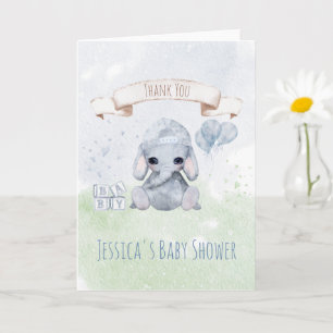 Baby Elephant Watercolor Animals Tack Kort