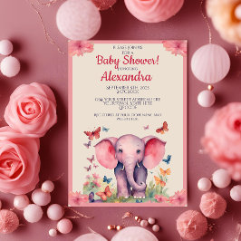Baby Elephant Watercolor Baby Shower Inbjudningar
