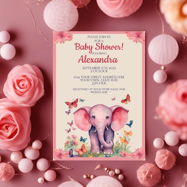 Baby Elephant Watercolor Baby Shower Inbjudningar (Skapare uppladdad)