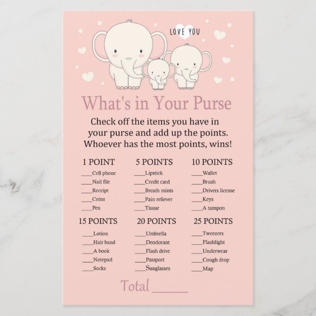 Baby Elephant What's in your purse match (Framsida)