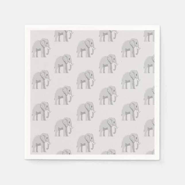 Baby Elephant Whimsical Pattern Birthday Napkins Pappersservett (Framsidan)