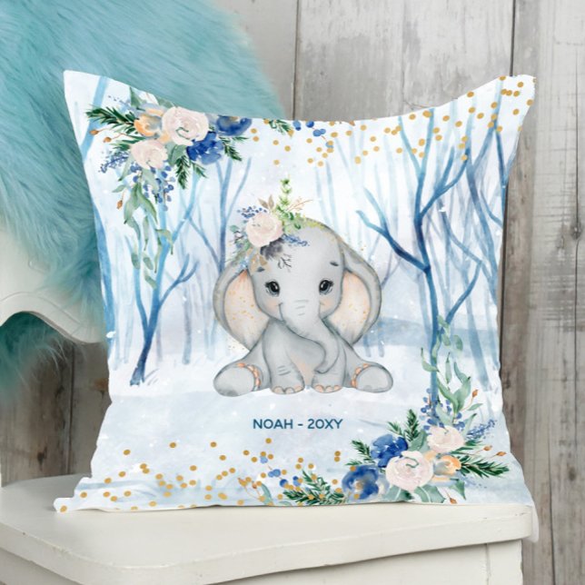 Baby Elephant Winter Scene - Baby Kudde (Skapare uppladdad)