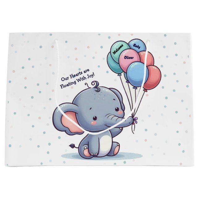 Baby Elephant with Balloons Celebration Gift Bag  (Framsidan)