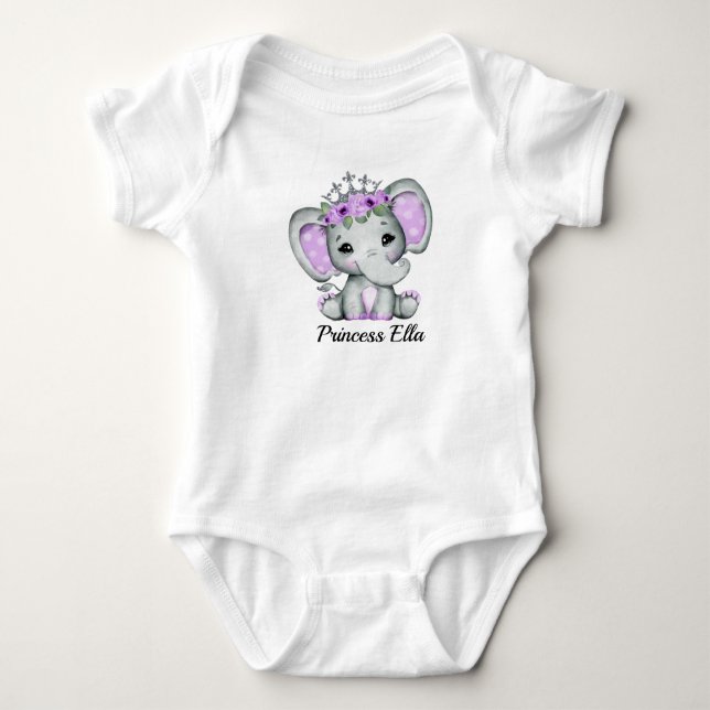 Baby Elephant with Flowers  T Shirt (Framsida)