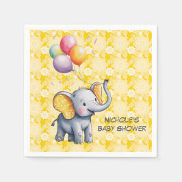 Baby Elephant Yellow Polka Dot Ears Baby Shower Pappersservett