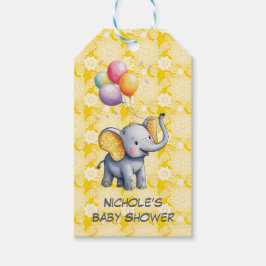 Baby Elephant Yellow Polka Dot Ears Baby Shower Presentetikett