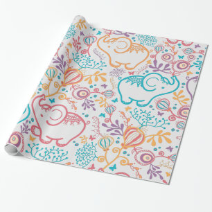 Baby Elephants and Flowers Presentpapper