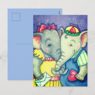 BABY ELEPHANTS FÖRST KÄRLEK, CUTE PACHYDERM FRIEND HELG VYKORT