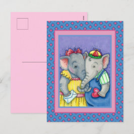 BABY ELEPHANTS FÖRST KÄRLEK, CUTE PACHYDERM FRIEND HELG VYKORT