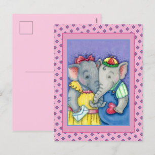 BABY ELEPHANTS FÖRST KÄRLEK, CUTE PACHYDERM FRIEND HELG VYKORT