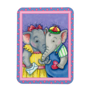 BABY ELEPHANTS FÖRST KÄRLEK, CUTE PACHYDERM FRIEND MAGNET