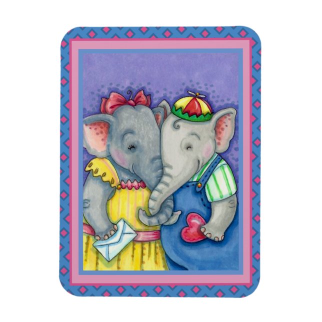 BABY ELEPHANTS FÖRST KÄRLEK, CUTE PACHYDERM FRIEND MAGNET (Vertikal)