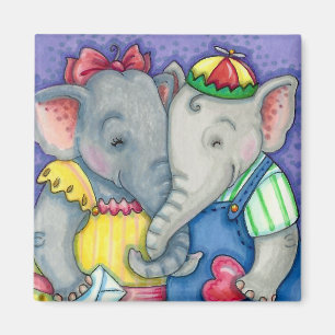 BABY ELEPHANTS FÖRST KÄRLEK, CUTE PACHYDERM FRIEND MAGNET