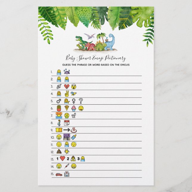 Baby Emoji Dinosaur Baby Shower Game (Framsida)