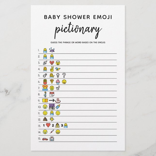 Baby Emoji minimalist Baby Shower-spel (Framsida)