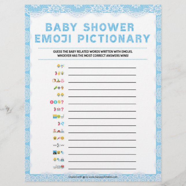 Baby Emoji Pictionary [Luxury Snöre [Blue] Brevhuvud (Framsida)
