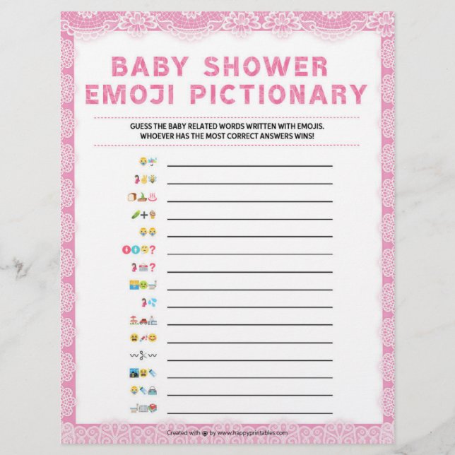 Baby Emoji Pictionary [Luxury Snöre [Rosa] Brevhuvud (Framsida)