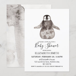 Baby Emperor Penguin Winter Baby Shower Inbjudningar